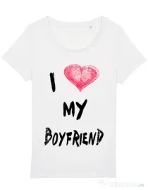 Tricou STANLEY STELLA dama I love my boyfriend Alb