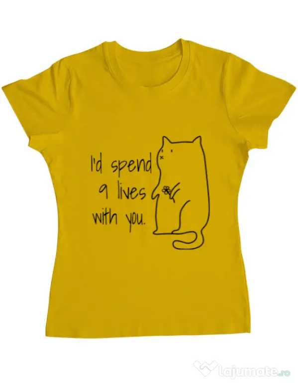 Tricou ADLER dama Nine lives Galben
