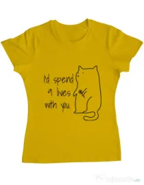Tricou ADLER dama Nine lives Galben