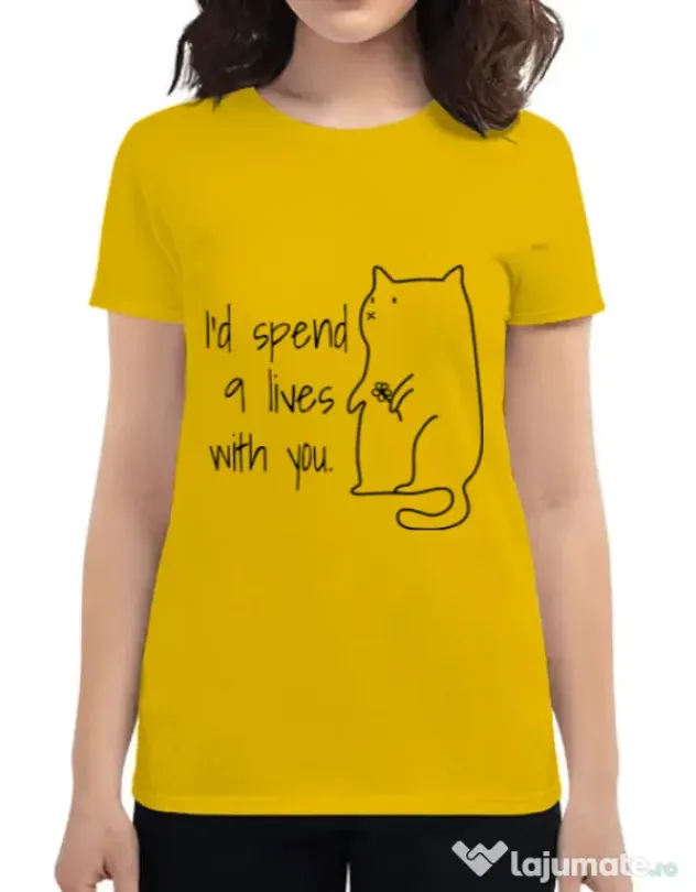 Tricou ADLER dama Nine lives Galben