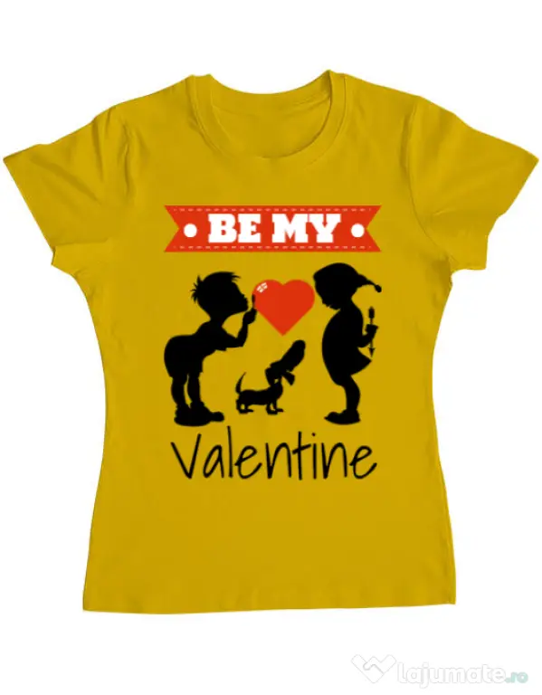 Tricou ADLER dama Be my valentine Galben