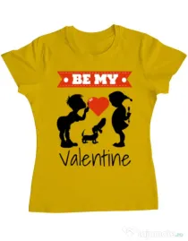 Tricou ADLER dama Be my valentine Galben