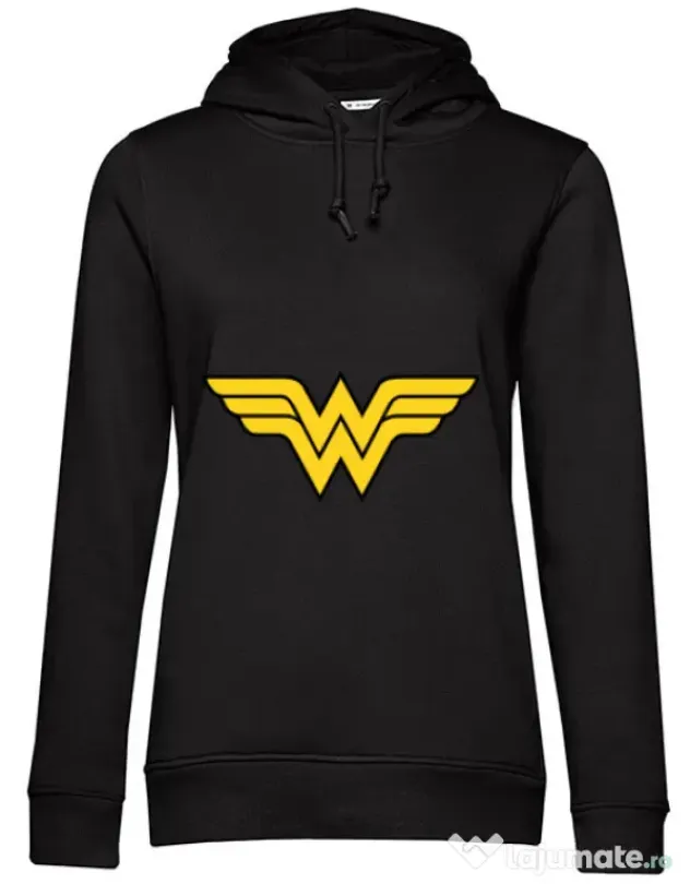 Hoodie dama cu gluga Wonder woman Negru