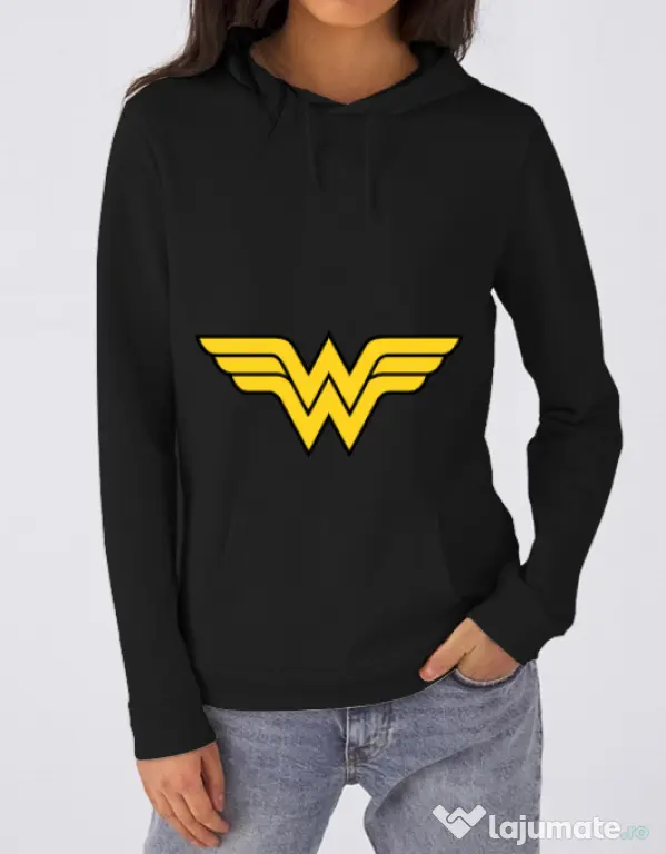 Hoodie dama cu gluga Wonder woman Negru