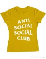 Tricou ADLER dama Anti social Galben