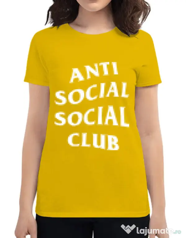Tricou ADLER dama Anti social Galben
