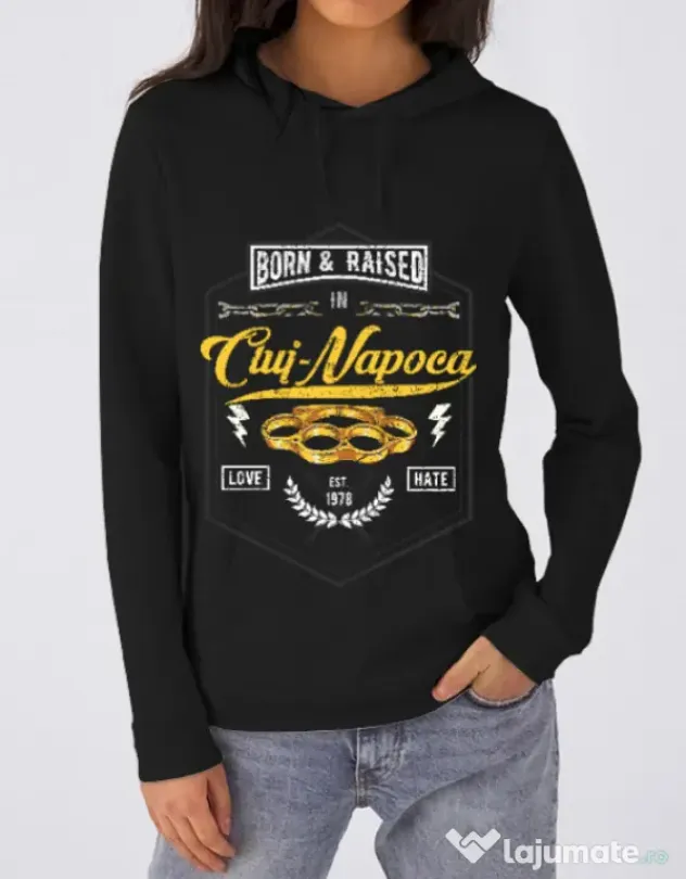 Hoodie dama cu gluga Cluj Napoca Negru