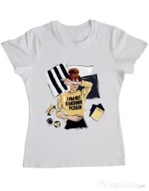 Tricou ADLER dama I am not a morning person Alb