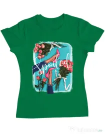 Tricou ADLER dama High Heels and roses Verde mediu