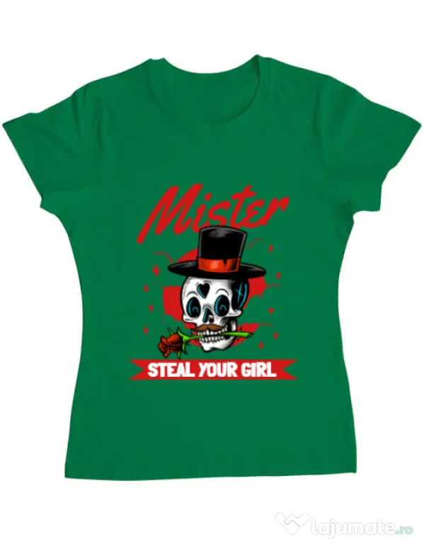 Tricou ADLER dama Mr. steal your girl Verde mediu