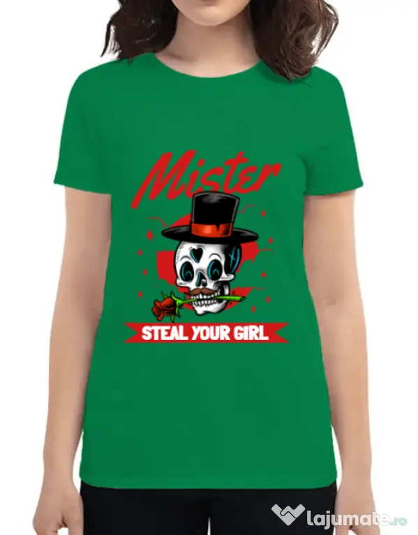 Tricou ADLER dama Mr. steal your girl Verde mediu