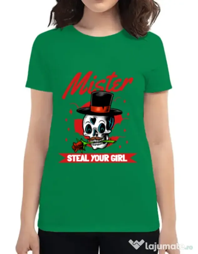 Tricou ADLER dama Mr. steal your girl Verde mediu