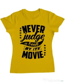 Tricou ADLER dama Never judge a book Galben