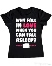 Tricou ADLER dama Why fall in love Negru