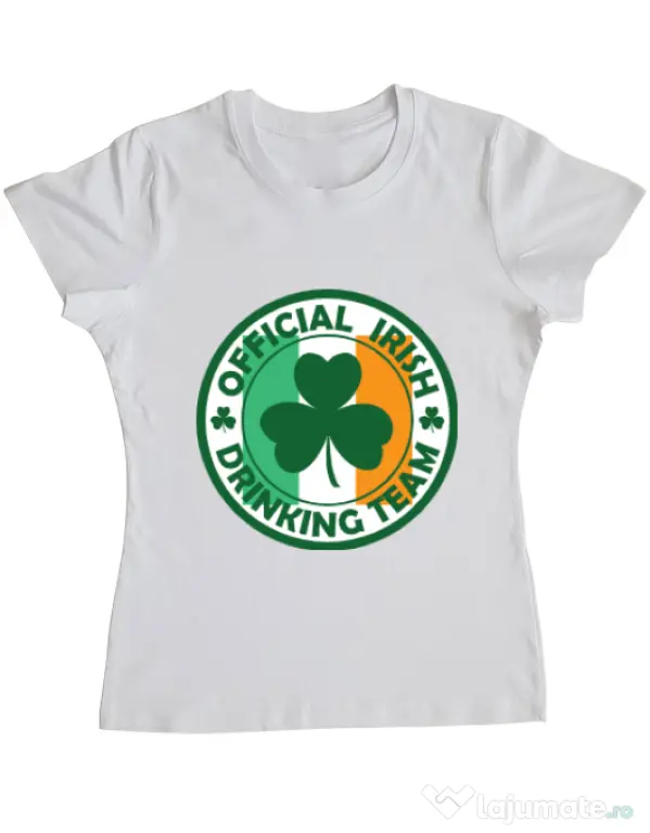 Tricou ADLER dama Irish Drinking Team Alb