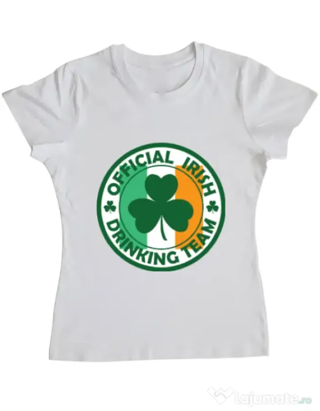Tricou ADLER dama Irish Drinking Team Alb