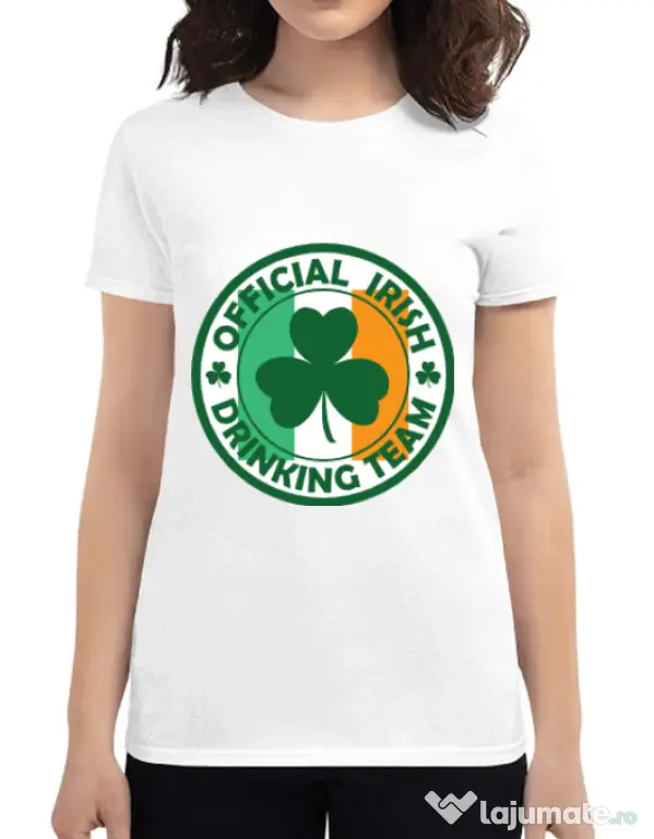 Tricou ADLER dama Irish Drinking Team Alb