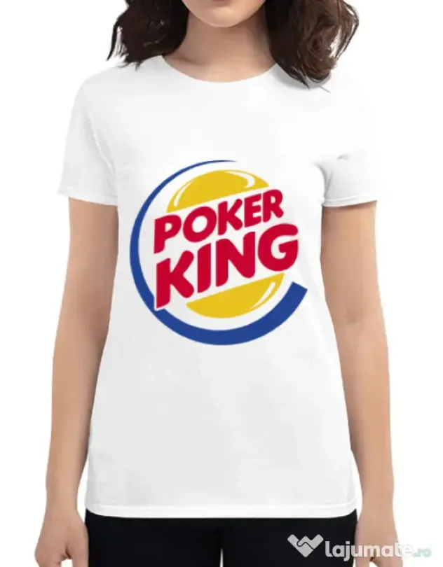 Tricou ADLER dama Poker King Alb