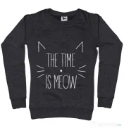 Bluza ADLER dama The time is meow Negru melanj 