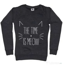 Bluza ADLER dama The time is meow Negru melanj