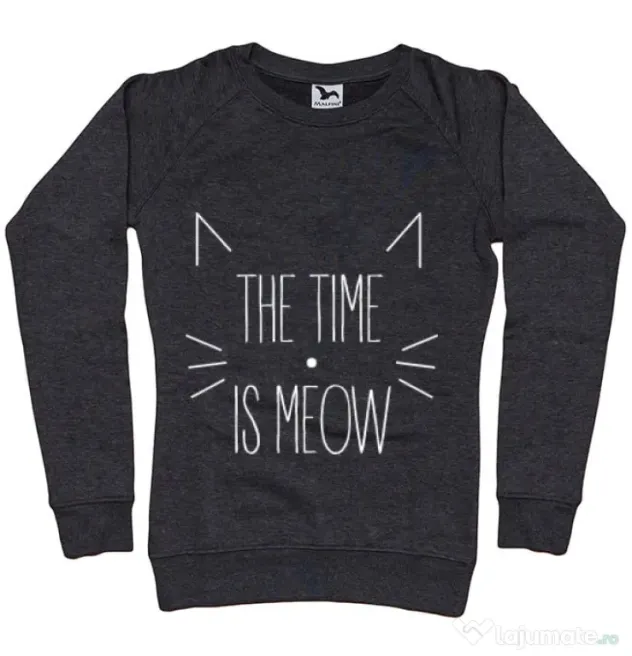 Bluza ADLER dama The time is meow Negru melanj