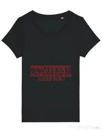 Tricou STANLEY STELLA dama Stranger things outline Negru