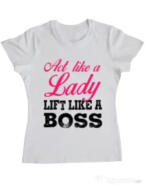 Tricou ADLER dama Lift like a boss Alb