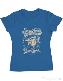 Tricou ADLER dama Speed Racer Albastru azuriu