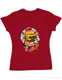 Tricou ADLER dama Burger Skater Rosu