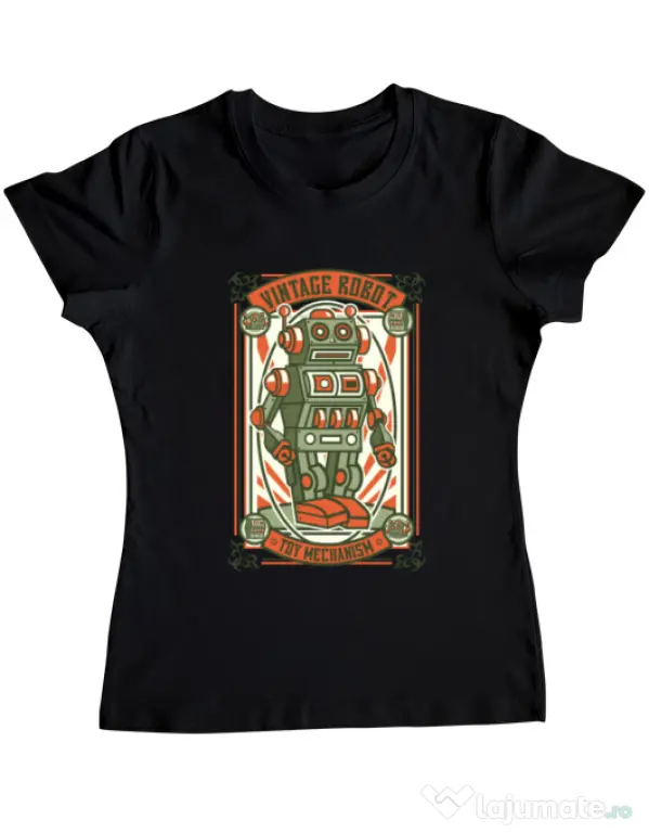Tricou ADLER dama Vintage Robot Negru