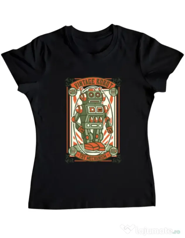 Tricou ADLER dama Vintage Robot Negru