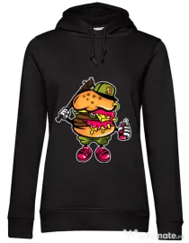 Hoodie dama cu gluga Bastard burger Negru