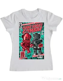Tricou ADLER dama Giant robot combat Alb