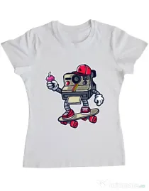 Tricou ADLER dama Polaroid Alb