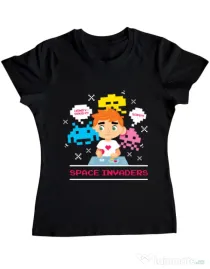 Tricou ADLER dama Space Invader Negru
