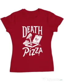 Tricou ADLER dama Death By Pizza Rosu
