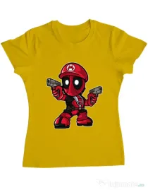 Tricou ADLER dama Mario Deadpool Galben