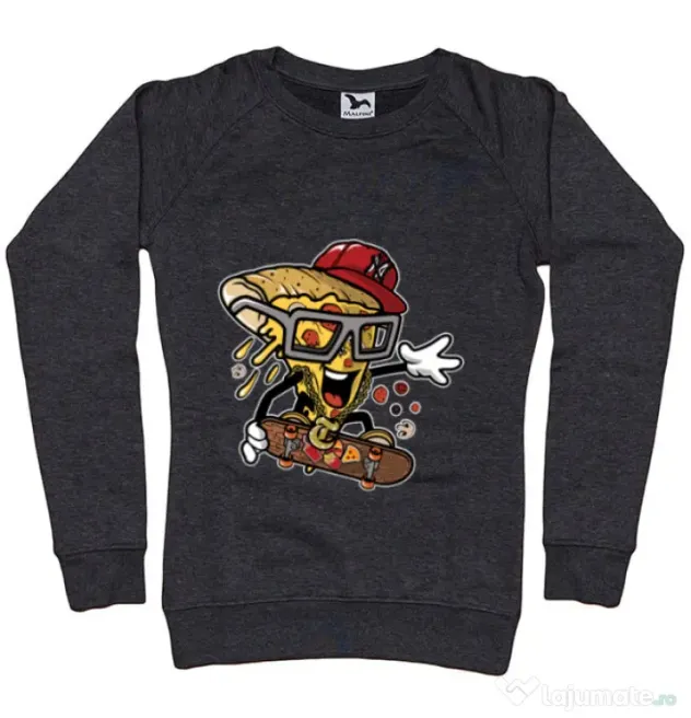 Bluza ADLER dama Pizza Skater Negru melanj