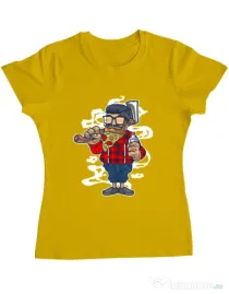 Tricou ADLER dama Pizza Beard Galben