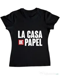 Tricou ADLER dama La casa de papel Negru