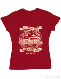 Tricou ADLER dama Classic Car Show Rosu
