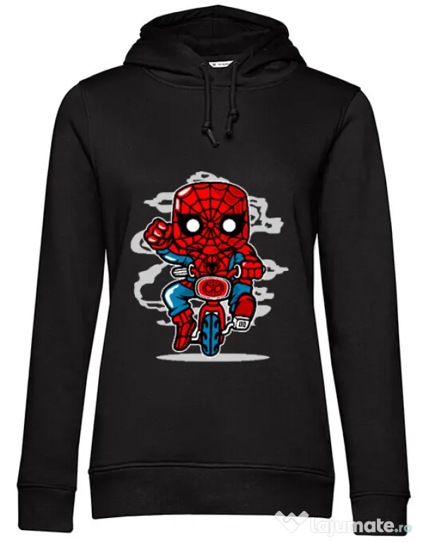 Hoodie dama cu gluga Spidey Minibike Negru