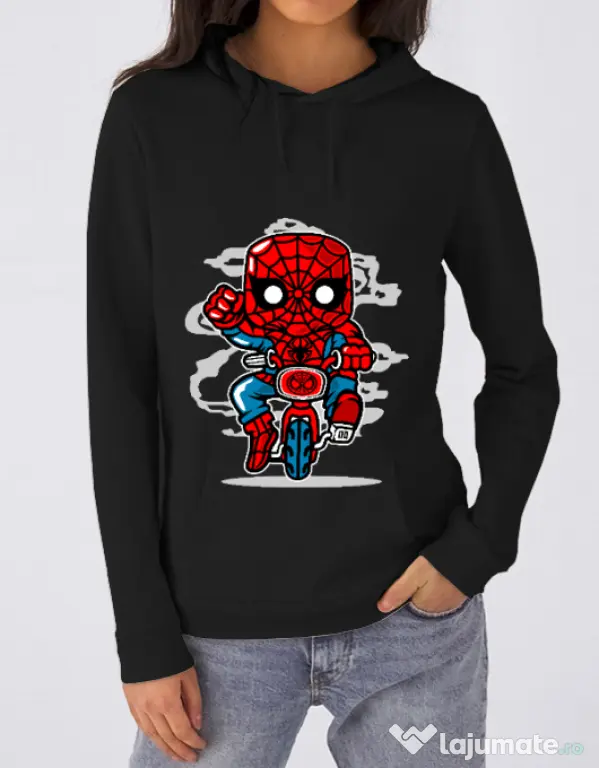 Hoodie dama cu gluga Spidey Minibike Negru