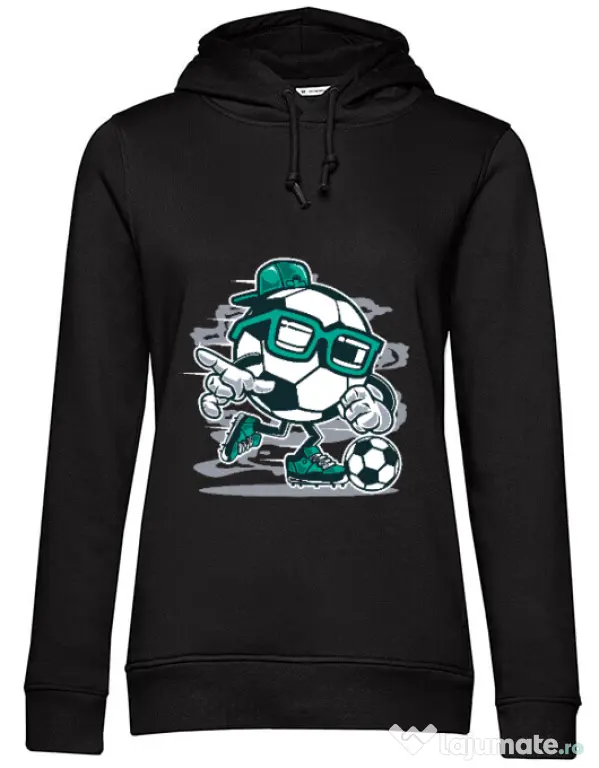 Hoodie dama cu gluga Street Soccer Negru