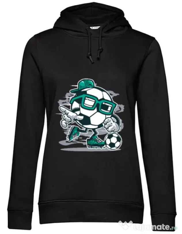 Hoodie dama cu gluga Street Soccer Negru