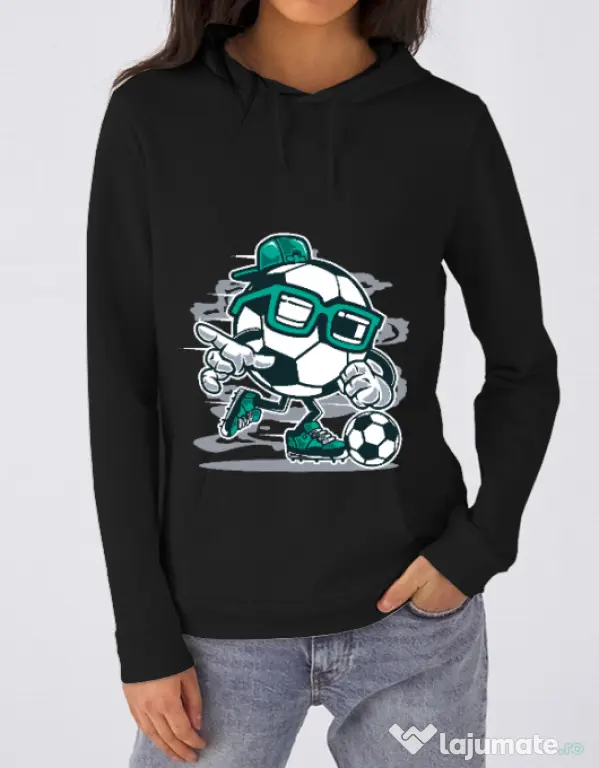 Hoodie dama cu gluga Street Soccer Negru