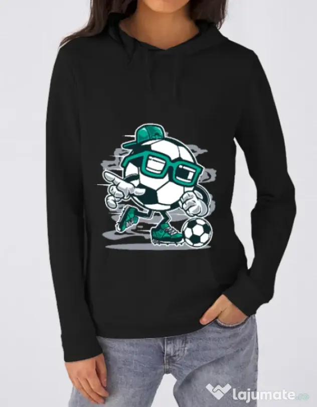 Hoodie dama cu gluga Street Soccer Negru