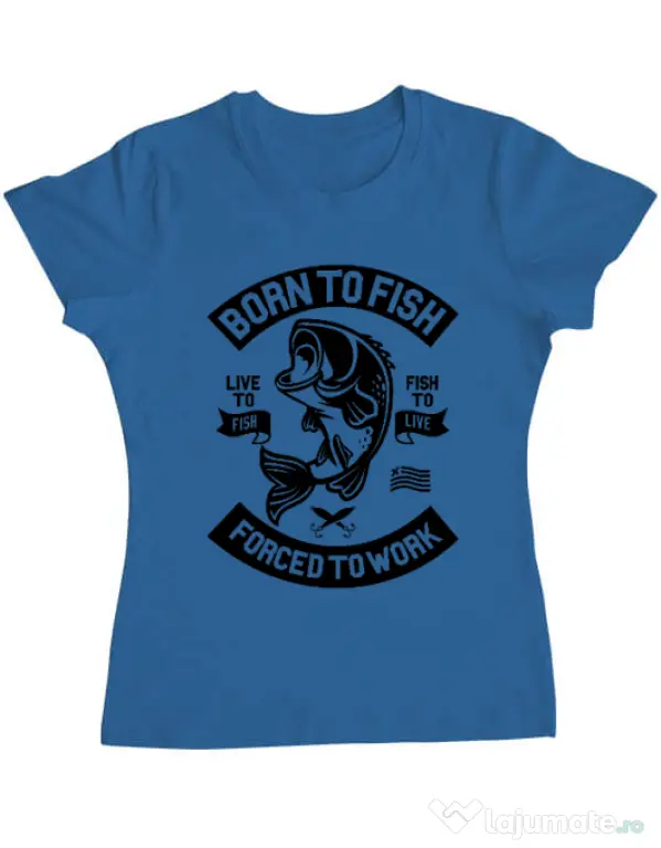 Tricou ADLER dama Born To Fish Albastru azuriu