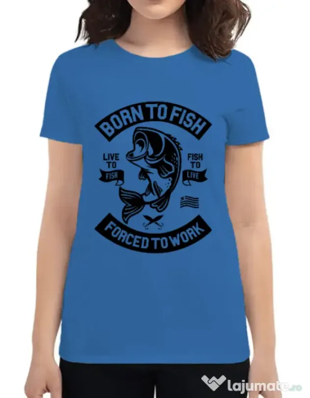 Tricou ADLER dama Born To Fish Albastru azuriu