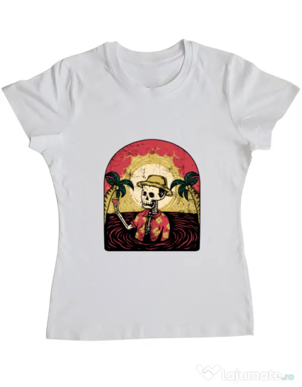 Tricou ADLER dama Welcome to My Paradise Alb